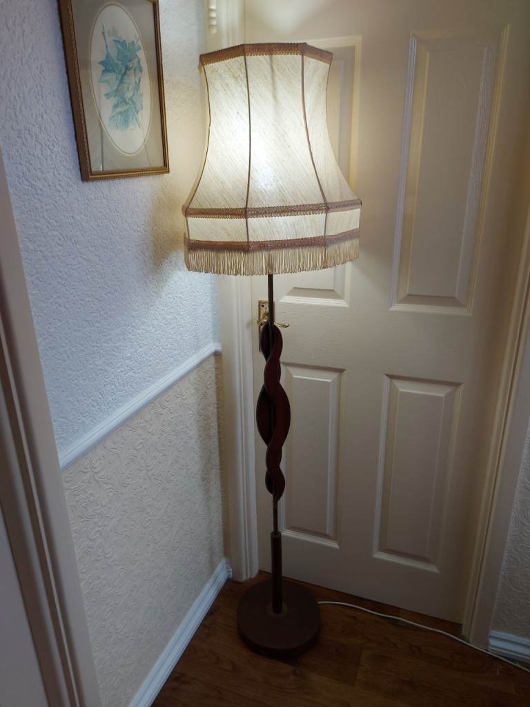 Vintage Retro Standard floor lamp hardwood and brass