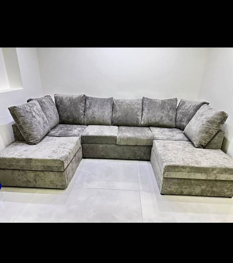 U shaped sofa - grey/silver (almost brand new)