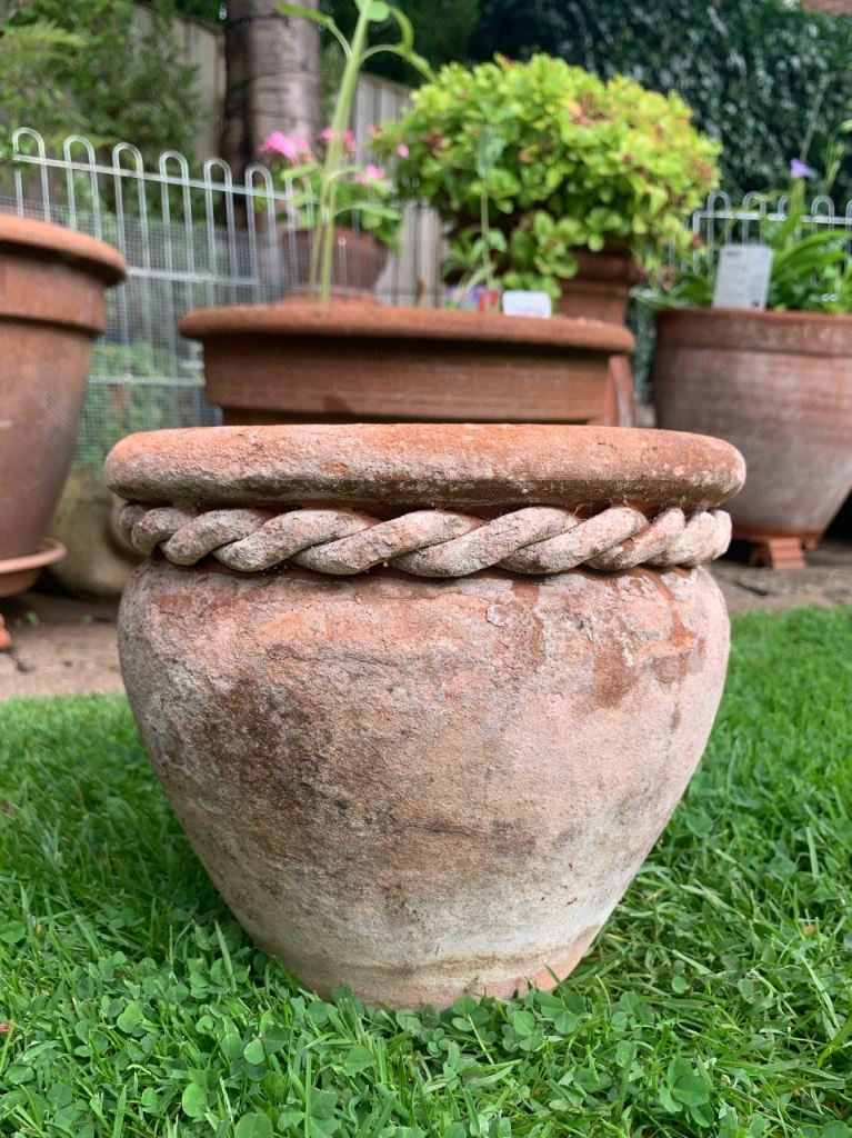 Vintage terracotta plant pot, hand thrown 