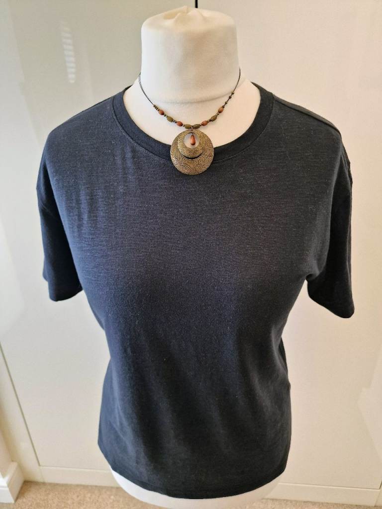 M&S Black Relaxed Boxy T-Shirt Size 12 | Trending Cotton Modal Summer Tee