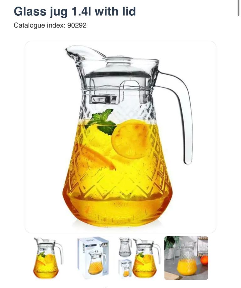 Glass jug 1.4l with lid 