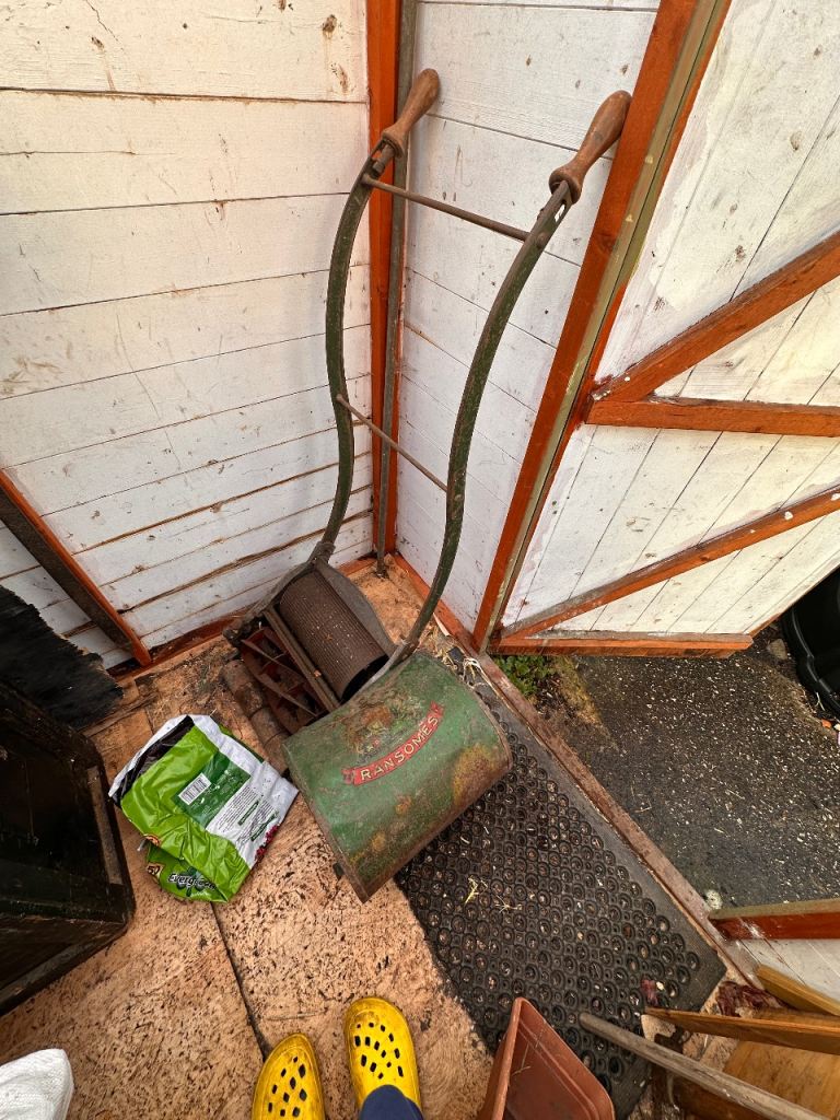 Vintage Ransomes push me pull you lawnmower