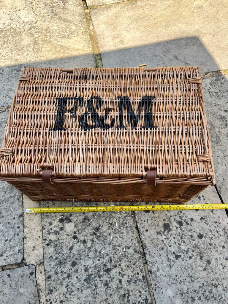 Large Wicker Storage Basket with Fortnum & Mason Logo – Good Condition
