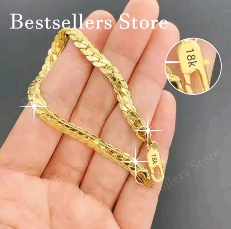18k Gold 925 Sterling Silver Chain Bracelet 20cm. No Stone 18k 925.