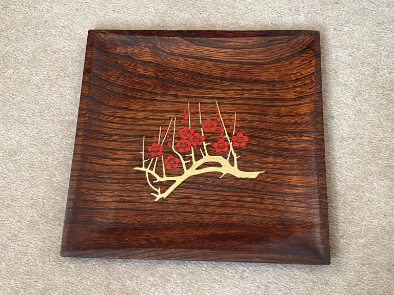 Vintage Japanese Wooden Square Tray (Made in Japan), 28(L) x 28(W) x 1.5(H) cm