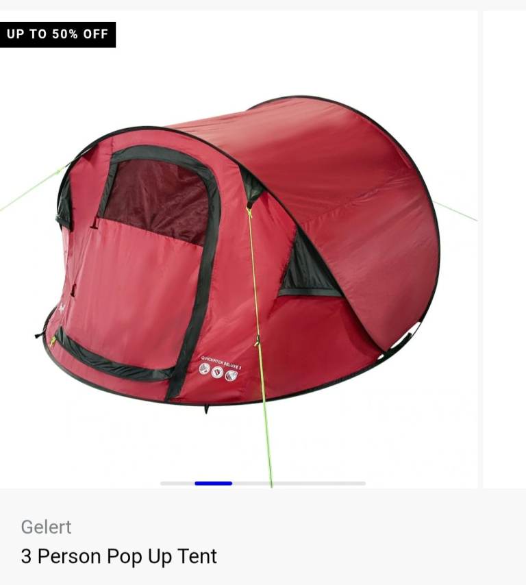 Gelert 3 persons pop up tent 