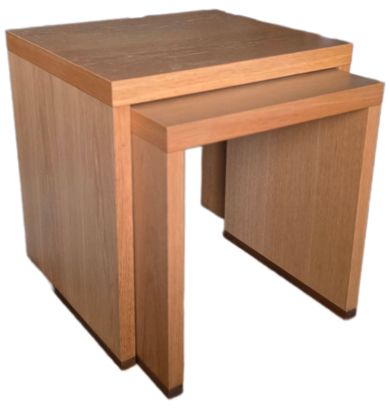 Nest of Tables Solid Oak Wood Set of 2 Coffee Side Table Living Room Furniture