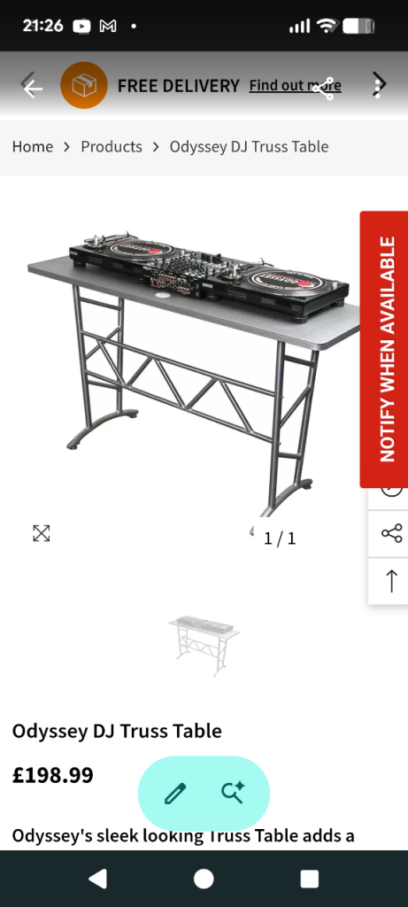 Dj Odyssey table 