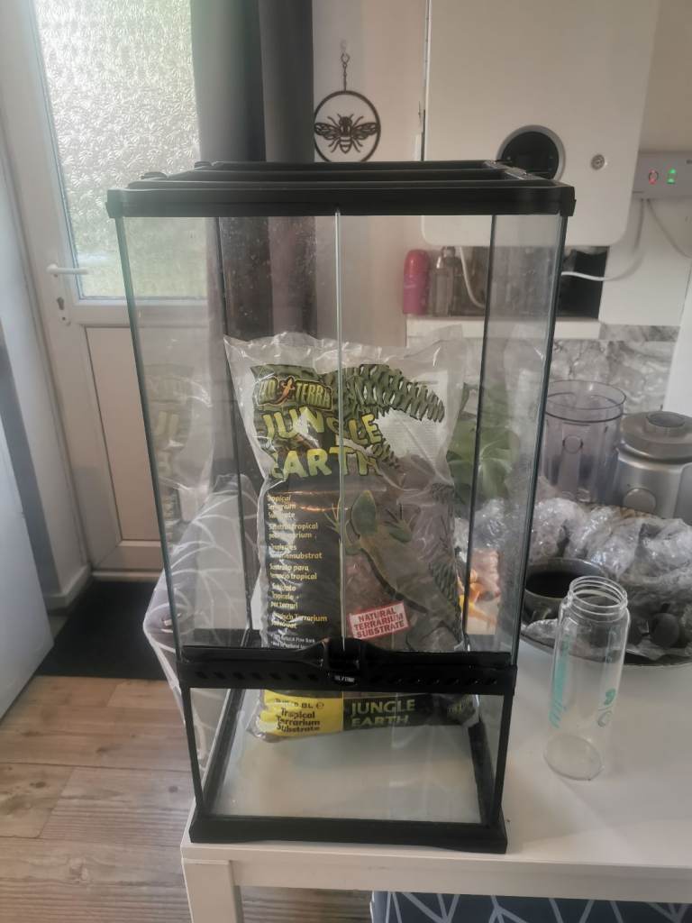 Reptile exo terra enclosure, with substrate for certain reptiles