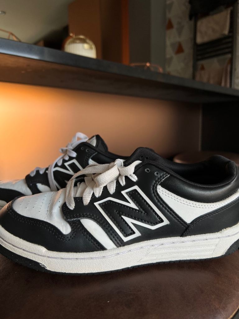 New balance boys shoes trainers sneakers school NB 480 size 5/38 rrp£75 black/white