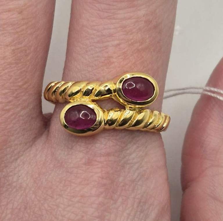 NEW 925 silver, gold plated and D'Joy cabo delgado ruby ring