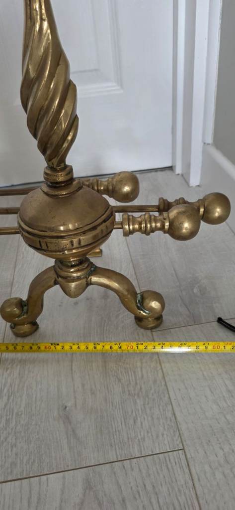 Antique Solid Brass Fireplace Companion Set – Heavy & Ornate