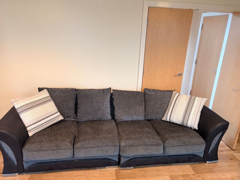 image for Black and grey sofa 4 seater. Two halves or one long 