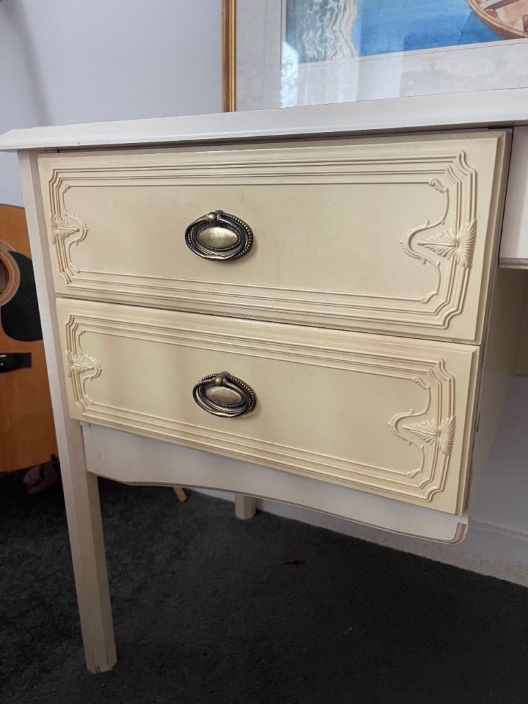 Cream Dressing Table with Two Drawers – Good Condition