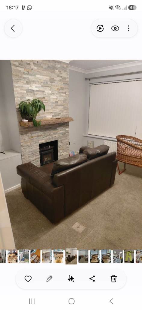 Two seater leather settee