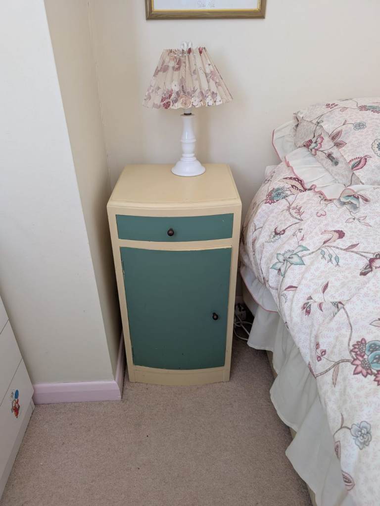 Charming Retro Bedside Table with Drawer and Cupboard FREE
