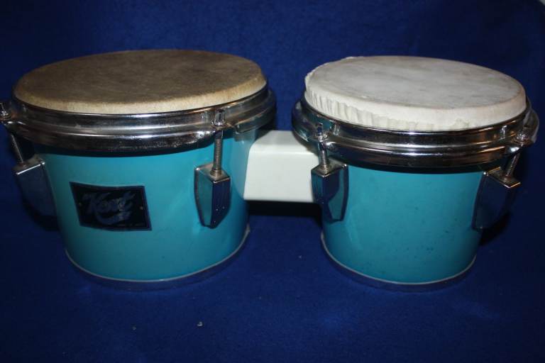 Vintage 1960s Kent Blue Bongos 6.1/2 inch + 7.3/4 inch ~ Made In Japan ~ Probably Tama ~ £125 ono