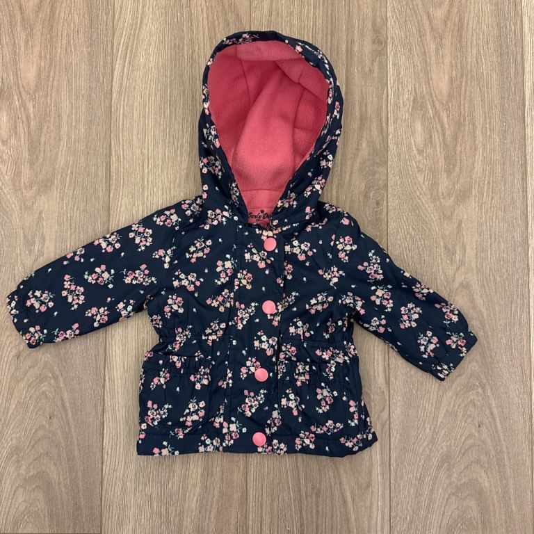 Baby girls Earlydays Navy blue baby coat with pink and white floral print - 0-3 Month 