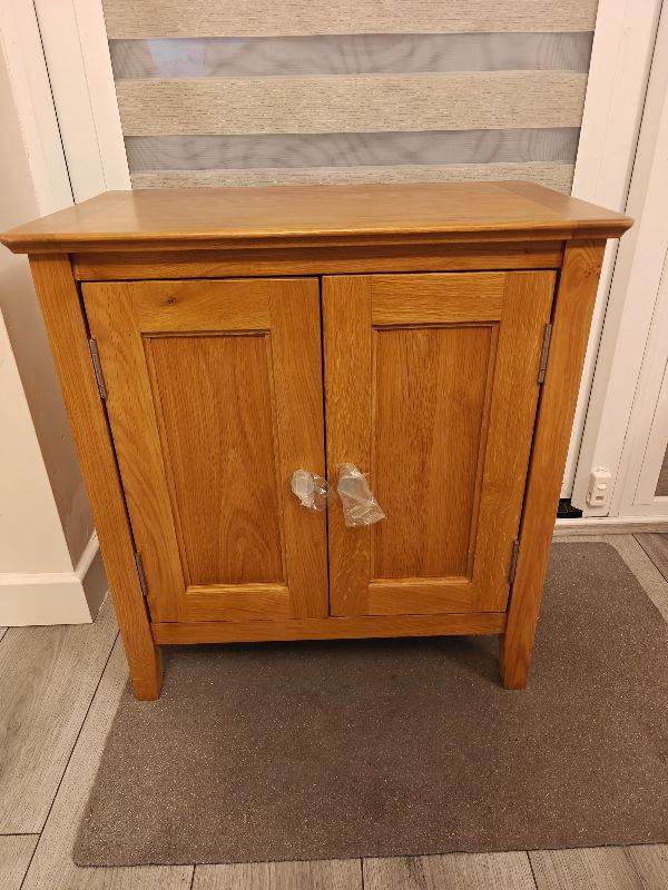 London Oak Cupboard Small Solid Wood 2 Door Storage Cupboard