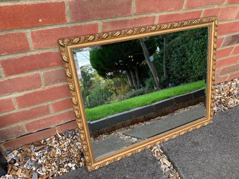 Vintage Bevelled Edge Gold Framed Rectangular Mirror 675mm I Can Deliver