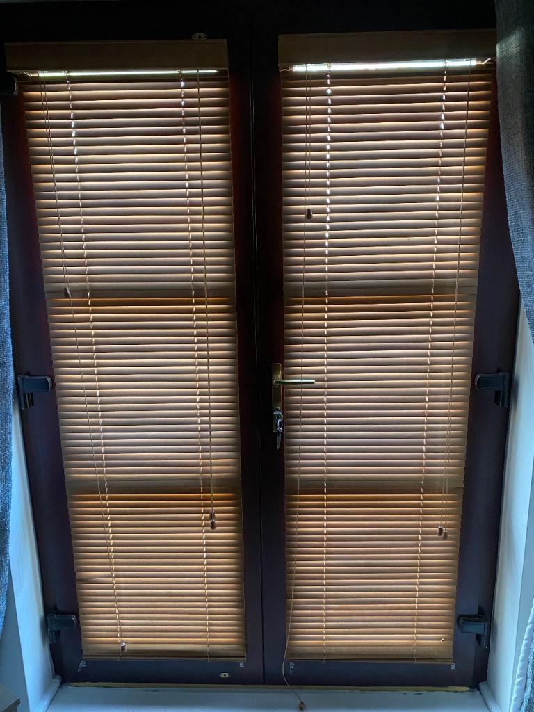 Oak blinds for wooden French doors 