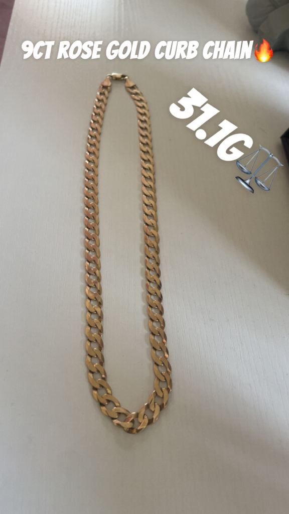 9CT Rose Gold Curb Chain Necklace 31.1G