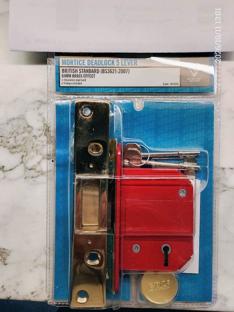 New ERA.Mortice Deadlock 5 Lever - British Standard Brass Effect