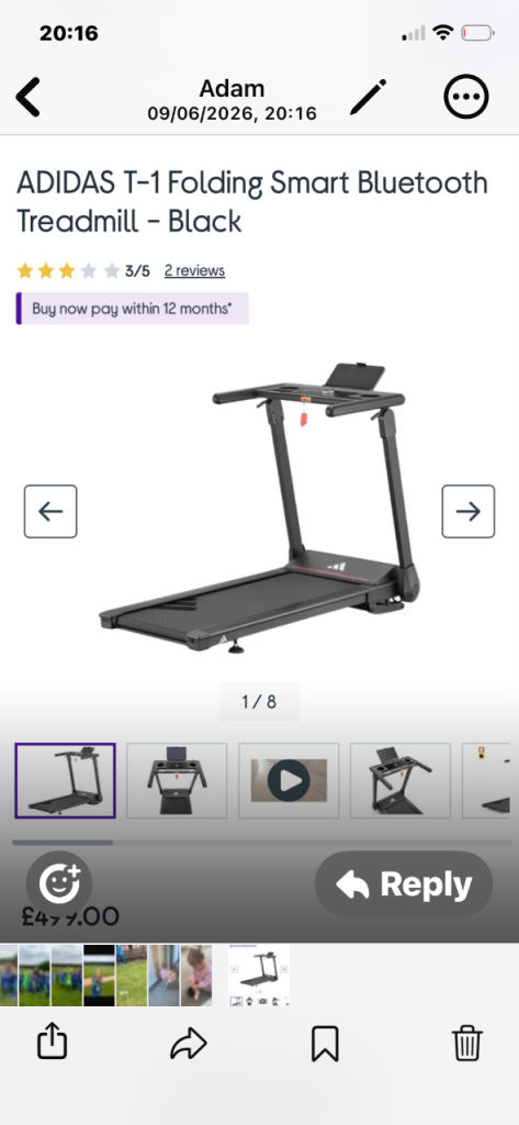 Adidas T1 Bluetooth treadmill