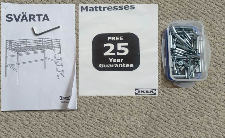 Double Size Bunk Bed METAL With Mattress, all fixtures screws WITH Manual