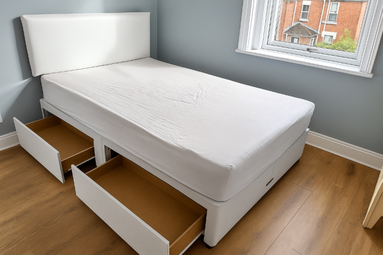  Divan Beds with Storage & Headboard – Sizes: Single, Double, King & More 