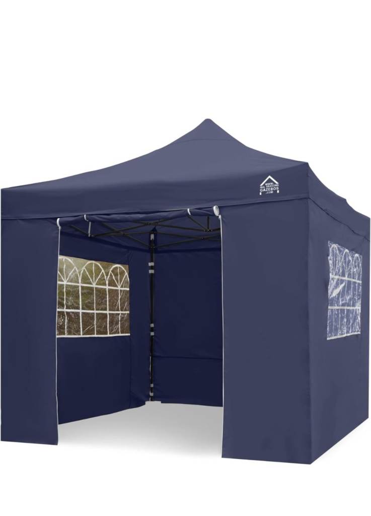 All Seasons Gazebos 3x3m Heavy Duty Fully Water Pop up Gazebos and 4 Premium Side Walls – Navy Blue