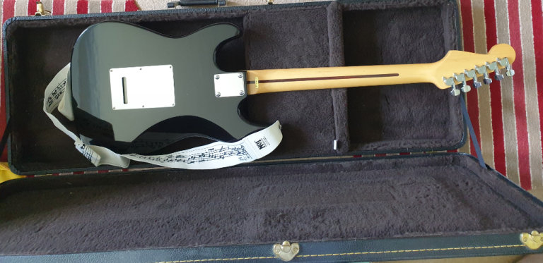 Fender Squire Stratocaster Guitar, with Marshall Amplifier and Danelectro Cool Cat Chorus effect.