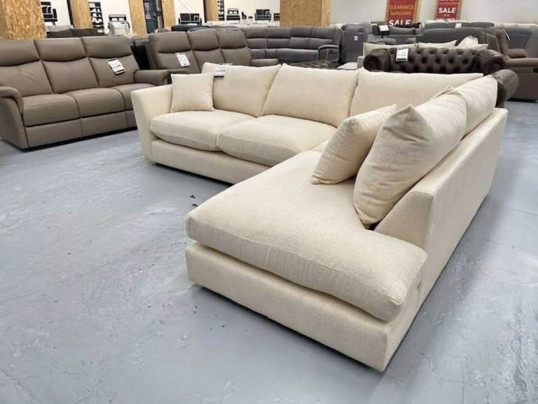 Brand New Corner Sofa | Cream Fabric | Extra Deep Seating