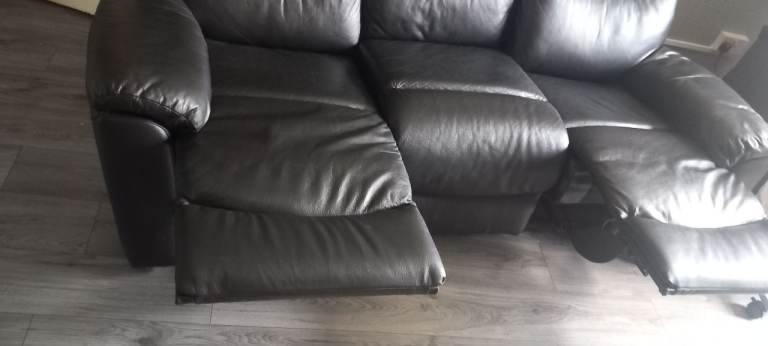 Black leather sofa