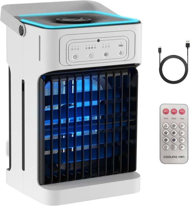 Air Conditioning Unit Portable with Remote Control Dual Motor & Dual Fan 1100ML 9W 