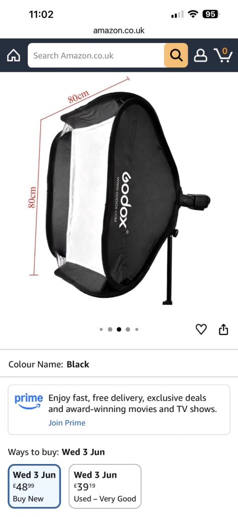 Godox 80x80cm Softbox with S2 Bracket – As New