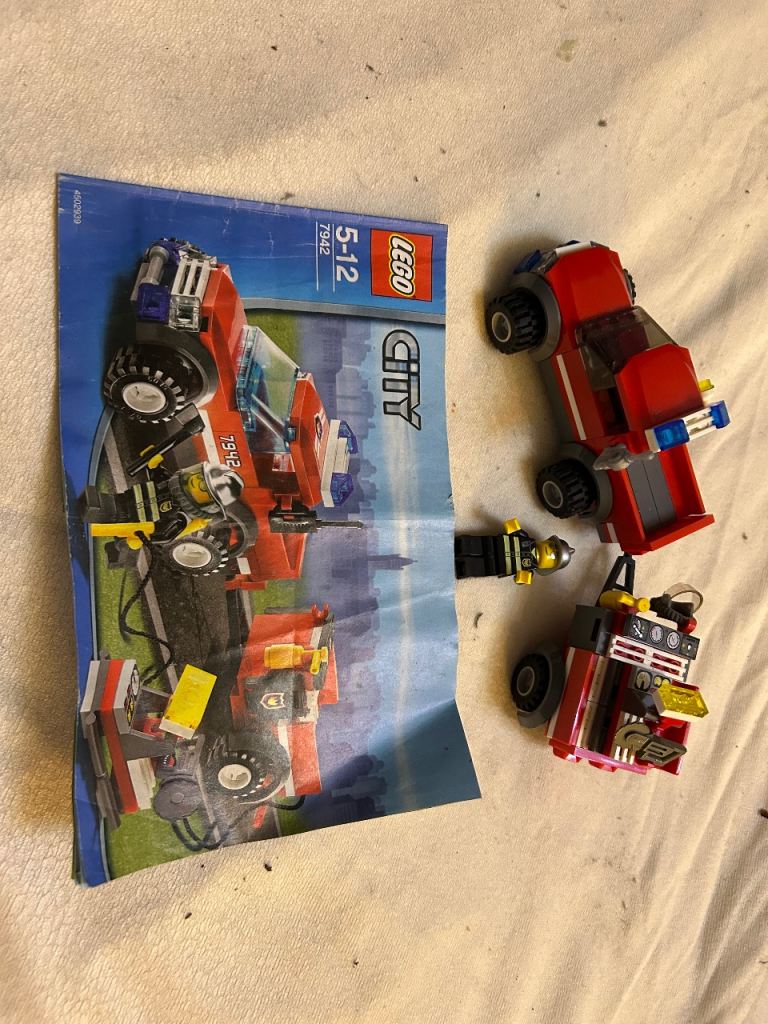 Lego fire jeep and trailer