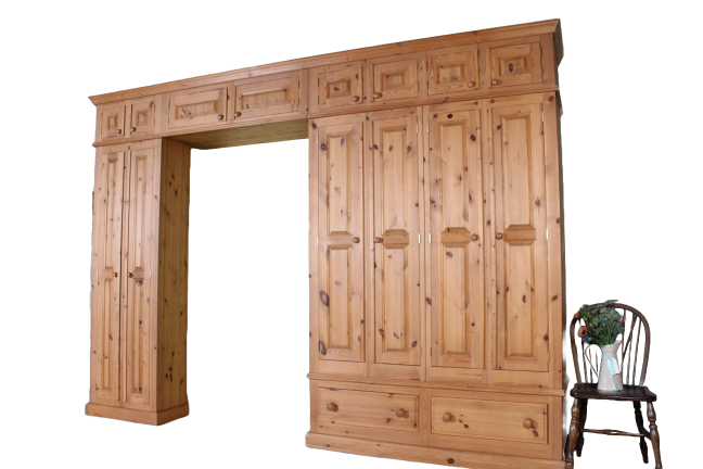 UK Delivery - Second-Hand Pine Wardrobe Top Box & Shelves - 7 Sections