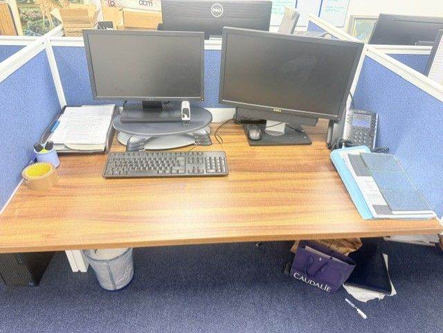 Large, bespoke 8 person office set desk set up