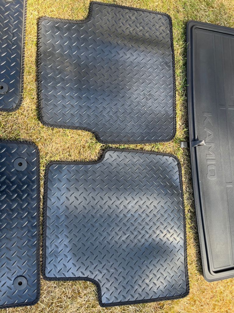 Skoda Kamiq (2019 to Present) Car Floor Mats Black Rubber with OE Skoda Boot Liner