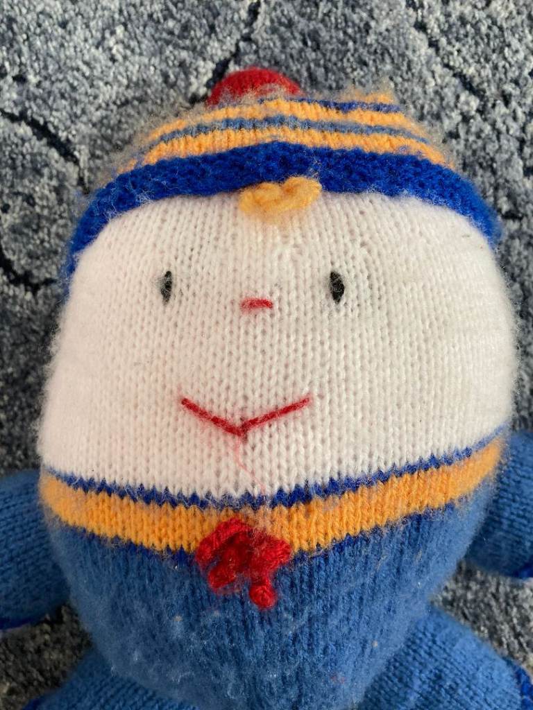 Hand knitted Big Humpty Dumpty toy – BRAND NEW – post or collect