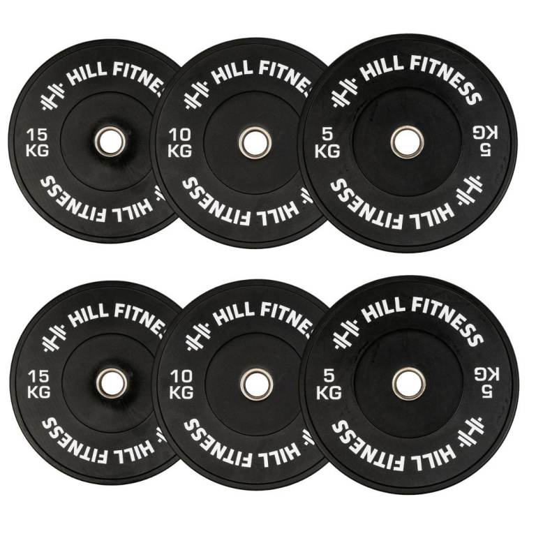 Hill Icon Black Bumper Plates 60kg Set - Olympic Weights Gym
