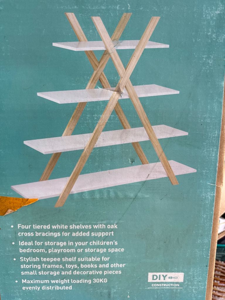 Flexi Kids Shelving Teepee - White/Oak Finish, Brand New