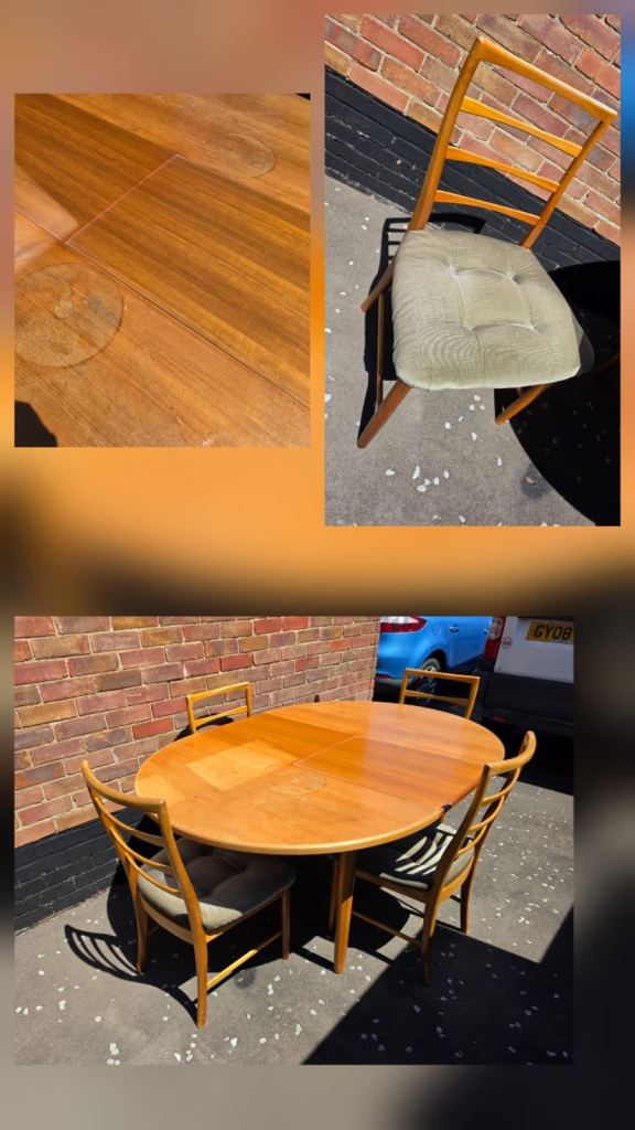 Wooden Extendable Dining Table with 4 Chairs – Good Condition