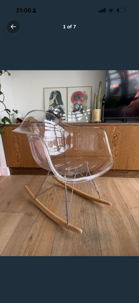 Clear Acrylic Rocking Chair – Modern Eames-style Design