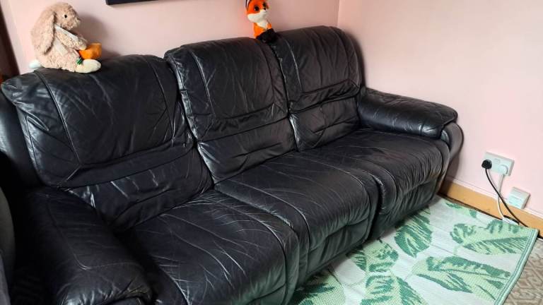 Recliner Sofa Couch Leather 3 Seater Lounge