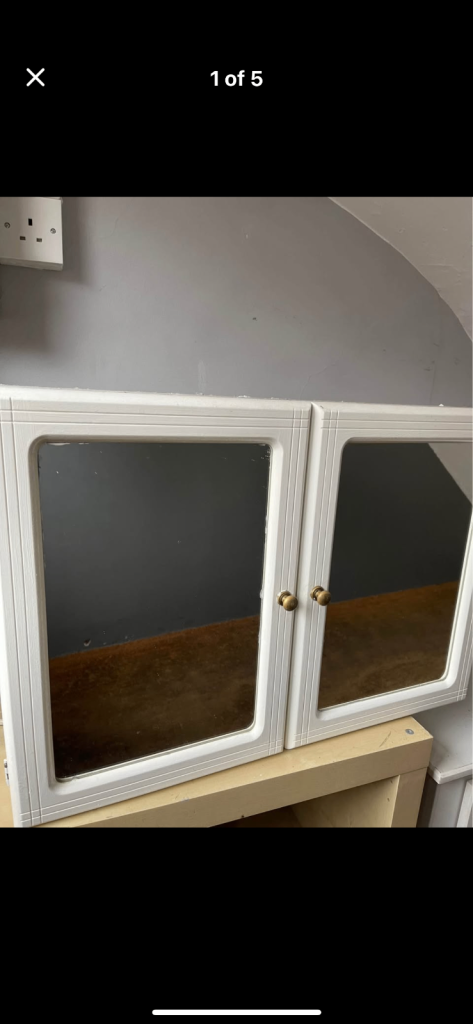 White Mirrored Bathroom Cabinet – Wall Mounted with Glass Shelves