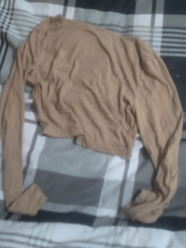 SHEIN SXY Tan Long Sleeve Square Neck Crop Top - Size S