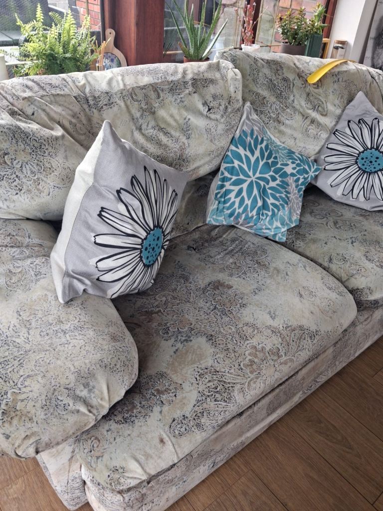 Free Multicoloured Fabric Sofa - Comfy Two-Seater, Fair Condition
