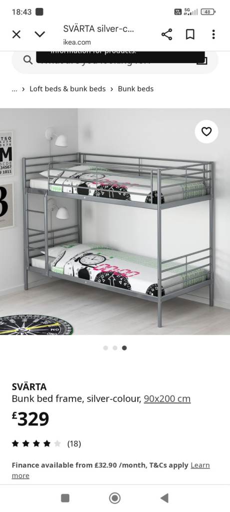 IKEA svarta metal bunk bed 